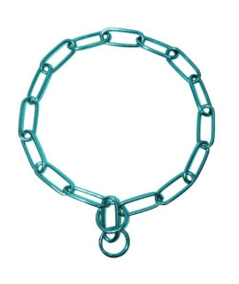 Platinum Pets Coated Fur Saver Chain Training Collar, 21-Inch by 3mm, Teal