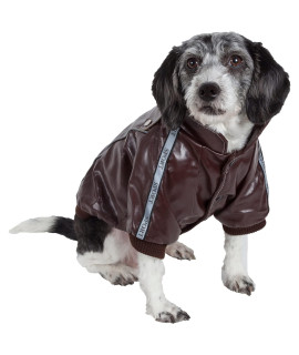 Pet Life Wuff-Rider Leather Fashion Dog Jacket - Fall and Winter Dog coat for Small Medium and Large Dogs - Pet coat with collar