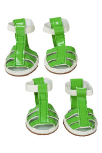 PET LIFE 'Buckle Supportive' PVC Waterproof Pet Dog Sandals Shoes Booties - Set of 4, X-Small, Neon Green