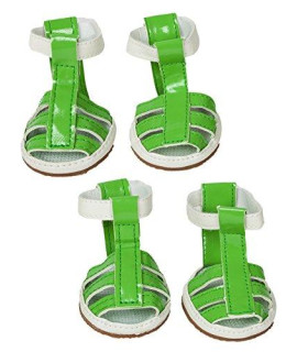 Pet Life Buckle Supportive Pvc Waterproof Pet Dog Sandals Shoes Booties - Set Of 4, Medium, Neon Green