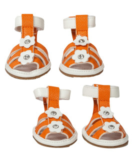 Pet Life Buckle-Supportive Reflective PVC Dog Sandals - Waterproof Summer Dog Shoes with Added Details - Set of 4 Pet Sandals
