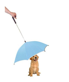 Pet Life Pour-Protection Rain Pet Dog Umbrella With Reflective Lining And Leash Connector, One Size, Light Blue With Black Handle