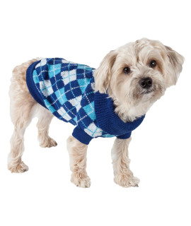 Pet Life A Argyle Style Weaved Pet Sweater - Designer Heavy cable Knitted Dog Sweater with Turtle Neck - Winter Dog clothes Designed to Keep Warm