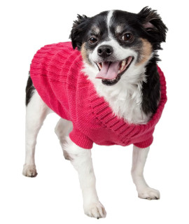 Pet Life A Traditional Weaved Pet Sweater - Designer Heavy cable Knitted Dog Sweater with Turtle Neck - Winter Dog clothes Designed to Keep Warm