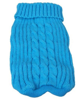 Pet Life Heavy Cotton Rib-Collared Fashion Designer Pet Dog Sweater, Small, Light Blue