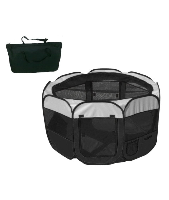 Pet Life All-Terrain Wire-Framed Collapsible Travel Dog Playpen for Safe and Comfortable Outdoor Adventures: Perfect for Active Dogs and Pet Owners on The Go (Medium, Black)