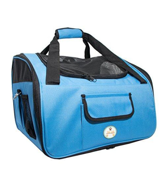 Pet Life Ultra-Lock Collapsible Safety Travel Wire Folding Pet Dog Carseat Car Seat Carrier Crate, One Size, Sky Blue