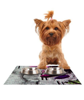 KESS InHouse Theresa giolzetti Shoes in SF gray Purple Feeding Mat for Pet Bowl 18 by 13-Inch