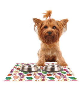 KESS InHouse Jane Smith garden Floral Plants Bugs Feeding Mat for Pet Bowl 18 by 13-Inch