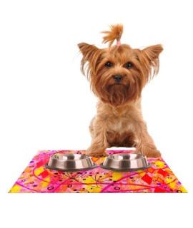 Kess InHouse EBI Emporium Into The Fall Orange Pink Feeding Mat for Pet Bowl 18 by 13-Inch