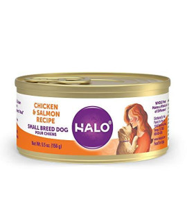 Halo Dog Food, Wet Dog Food For Small Dogs, Grain Free, Chicken & Salmon 5.5oz Can (Pack of 12)