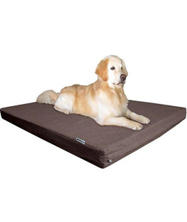 Dogbed4less Orthopedic XXL Memory Foam Dog Bed for Large Pet Waterproof Liner Brown Denim cover gel cooling 55X37X4 Pad Fit 54X37 crate