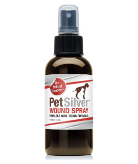 PetSilver Wound Skin Spray with chelated Silver, Made in USA, Vet Formulated, All Natural Pain Free Formula, Relief for Hot Spots, Wounds, Rashes and Various Skin Issues, 4 fl oz