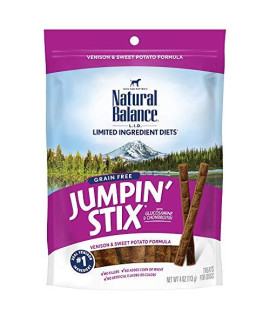 Natural Balance Limited Ingredient Jumpin Stix Venison & Sweet Potato Grain-Free Dog Treats for Adult Dogs | 4-oz. Pouch