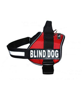 Blind Dog Nylon Dog Vest Harness. Purchase Comes with 2 Reflective Blind Dog Removable pathces. Please Measure Your Dog Before Ordering (Girth 14-18", Red)