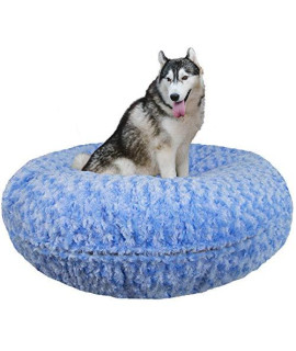 Bessie and Barnie Signature Blue Sky Extra Plush Faux Fur Bagel Pet / Dog Bed (Multiple Sizes)