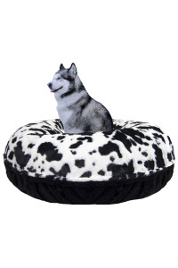 Bessie and Barnie Signature Black Puma/ Spotted Pony Extra Plush Faux Fur Bagel Pet / Dog Bed (Multiple Sizes)