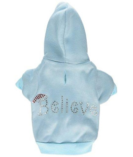 Mirage Pet Products 8-Inch Believe Hoodies, X-Small, Baby Blue