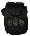Mirage Pet Products 8-Inch Christmas Cupcakes Rhinestone Hoodie, X-Small, Black