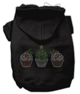 Mirage Pet Products 8-Inch Christmas Cupcakes Rhinestone Hoodie, X-Small, Black