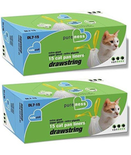 Pure-Ness Drawstring Cat Pan Liners,Pack of 2 (15-Count X 2)