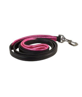 Perris Leather Black with Pink Metallic Padded Leather Dog Leash 12-Inch