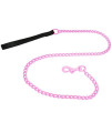 Platinum Pets 48-Inch x 4mm Coated Chain Leash with Black Leather Handle, Large, Cotton Candy Pink
