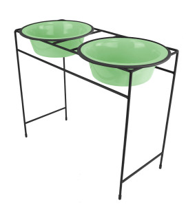 Platinum Pets Modern Double Diner Feeder with Stainless Steel Dog Bowls X-Large Mint green