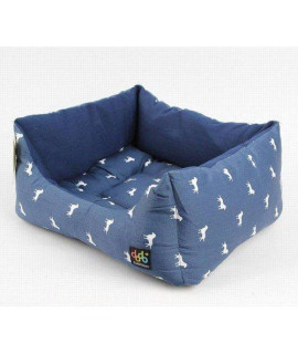 Alphadog Series Dog&cat Square canvas cushion Bed(Medium Blue)