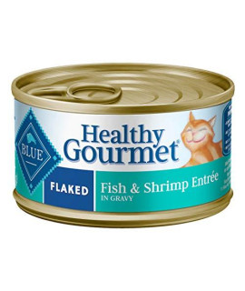 Blue Buffalo Healthy Gourmet Natural Adult Flaked Wet Cat Food Fish & Shrimp 3-oz cans (Pack of 24)