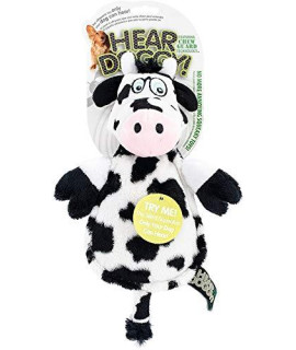 Hear Doggy Flatties with Chew Guard Technology Dog Toy, Cow, Large, White/Black, Model:58544