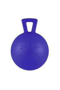 Jolly Pets Tug-n-Toss Heavy Duty Dog Toy Ball with Handle, 3 Inches/Mini, Blue, Model:403 BL
