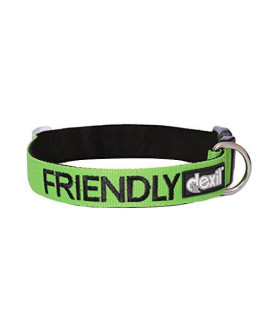 Dexil Limited Friendly Green Color Coded S-M L-Xl Buckle Dog Collar (Known As Friendly) Prevents Accidents By Warning Others Of Your Dog In Advance (L-Xl 15-25 Lx1.5 W)