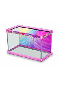 Elive Aquarium Fish Tank Decorative Frame Kit with Background for 10 gallon Tanks (20 x 10 x 12) Playful Pink - Bedazzled Heart Design