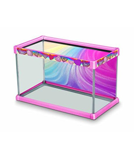 Elive Aquarium Fish Tank Decorative Frame Kit with Background for 10 gallon Tanks (20 x 10 x 12) Playful Pink - Bedazzled Heart Design