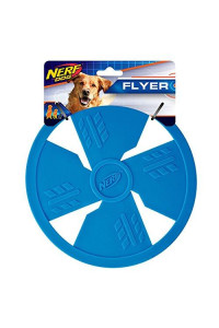 Nerf Dog Classic Flyer Dog Toy, Frisbee, Lightweight, Durable and Water Resistant, Great for Beach and Pool, 6.5 inch diameter, for Medium/Large Breeds, Single Unit, Blue