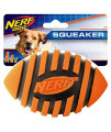 Nerf Dog Rubber Football Dog Toy with Spiral Squeaker, Lightweight, Durable and Water Resistant, 5 Inch Diameter for Medium/Large Breeds, Single Unit, Orange (8915)