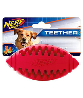 Nerf Dog Teether Football Dog Toy, Lightweight, Durable And Water Resistant, 5 Inches For Medium/Large Breeds, Single Unit, Red