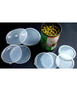 Set of 6 Can Covers Pet Food Plastic Lids Canned Goods Asst Sizes by Al-De-Chef