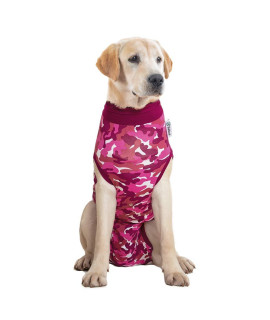 Suitical Recovery Suit Dog, Large, Pink Camouflage