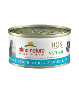 Almo Nature Hqs Natural Mackerel, Grain Free, Additive Free, Adult Cat Canned Wet Food, Flaked, 24 X 70G247 Oz (1016H-Cs)