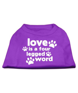 Love is a Four Leg Word Design Print Dog Shirt Purple XL (16)
