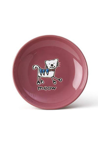 PetRageous 11035 Silly Kitty Dishwasher and Microwave Stoneware Cat Saucer 5-Inch Diameter 2.5-Ounce Capacity for Wet or Dry Cat Food Great For All Cats of All Sizes, Pink