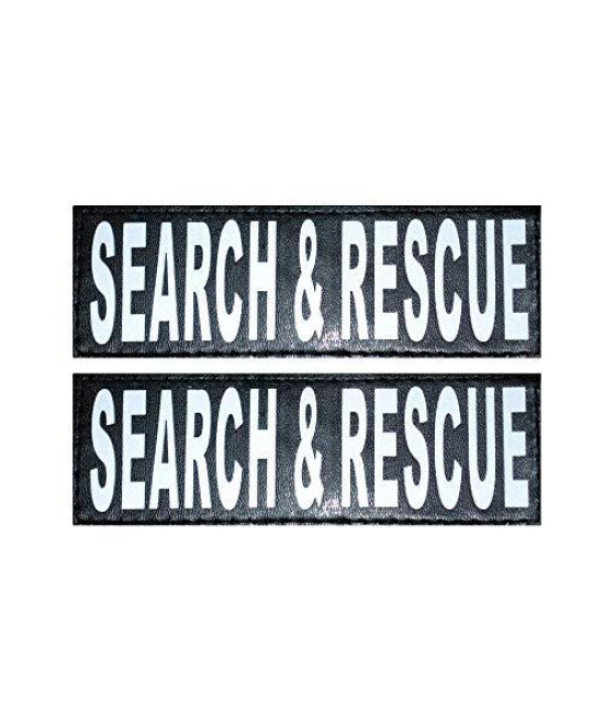 Set of 2 Reflective Search & Rescue Patches for Service Dog Harnesses & Vests. (Medium 4 X 1.5)
