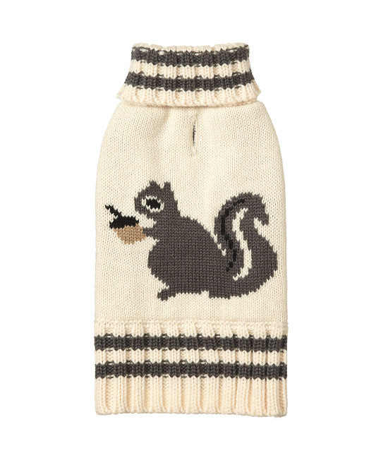 Fabdog Woodland Squirrel Turtleneck Dog Sweater Cream 22"