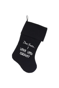 Mirage Pet Products Went with Naughty Screen Print Velvet Black christmas Stocking
