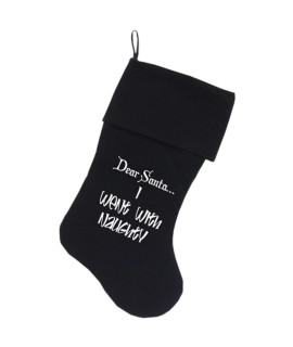 Mirage Pet Products Went with Naughty Screen Print Velvet Black christmas Stocking