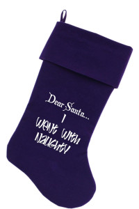 Mirage Pet Products Went with Naughty Screen Print Velvet Purple christmas Stocking