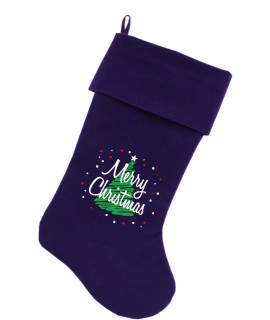 Mirage Pet Products Scribbled Merry christmas Screen Print Velvet christmas Stocking Size 18 Purple