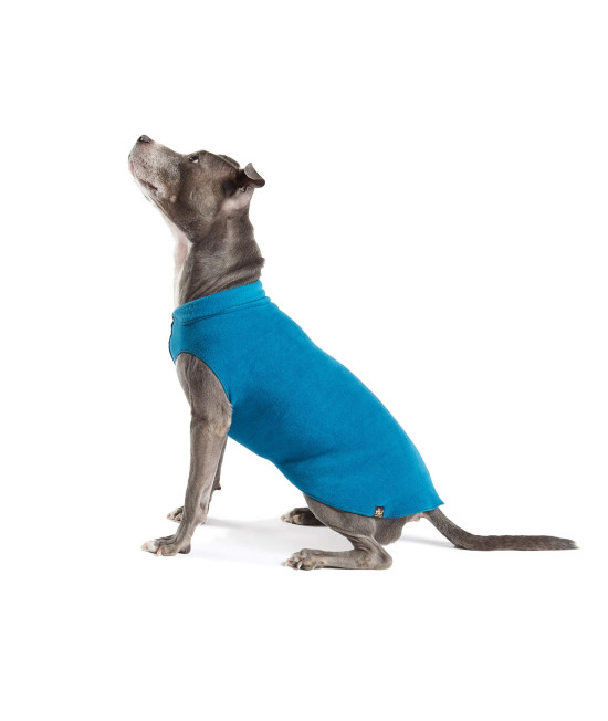 gold Paw Stretch Fleece Dog coat - Soft, Warm Dog clothes, Stretchy Pet Sweater - Machine Washable, Eco Friendly - All Season - Sizes 2-33, Marine Blue, Size 2